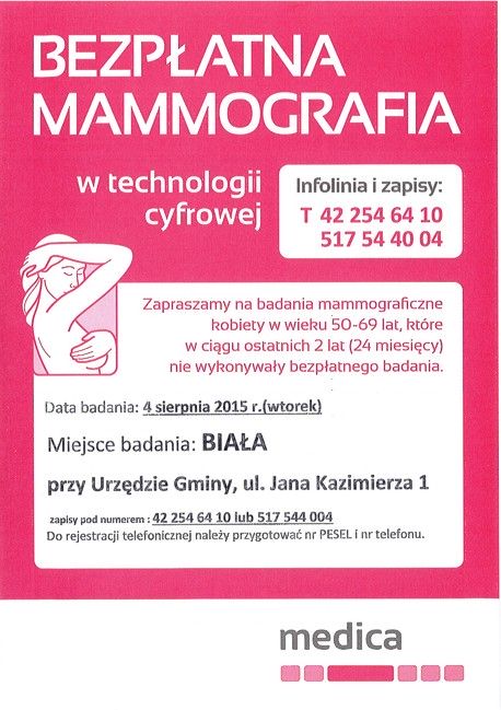 Mammografia plakat 04.08.2015