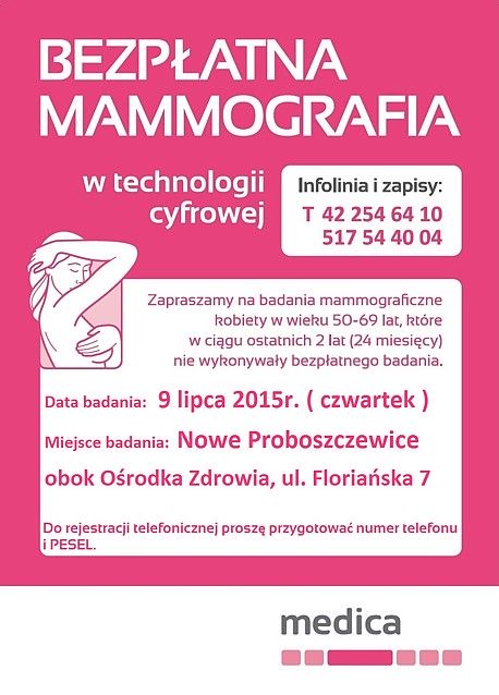 Plakat mammograf Nowe Proboszczewice 07-2015