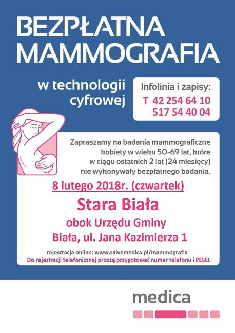 mammografia Stara Biała luty 2018